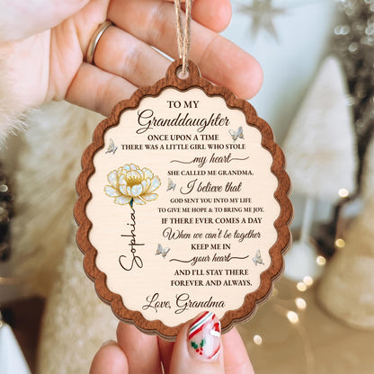 To My Granddaughter Once Upon A Time Flower Butterflies Wood Ornament - Personalized Custom Wood Ornament, Custom Shaped - GDT389_WDO