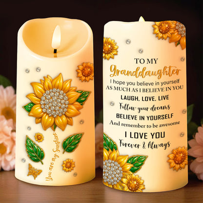 To My Granddaughter Believe In Yourself With Sunflowers