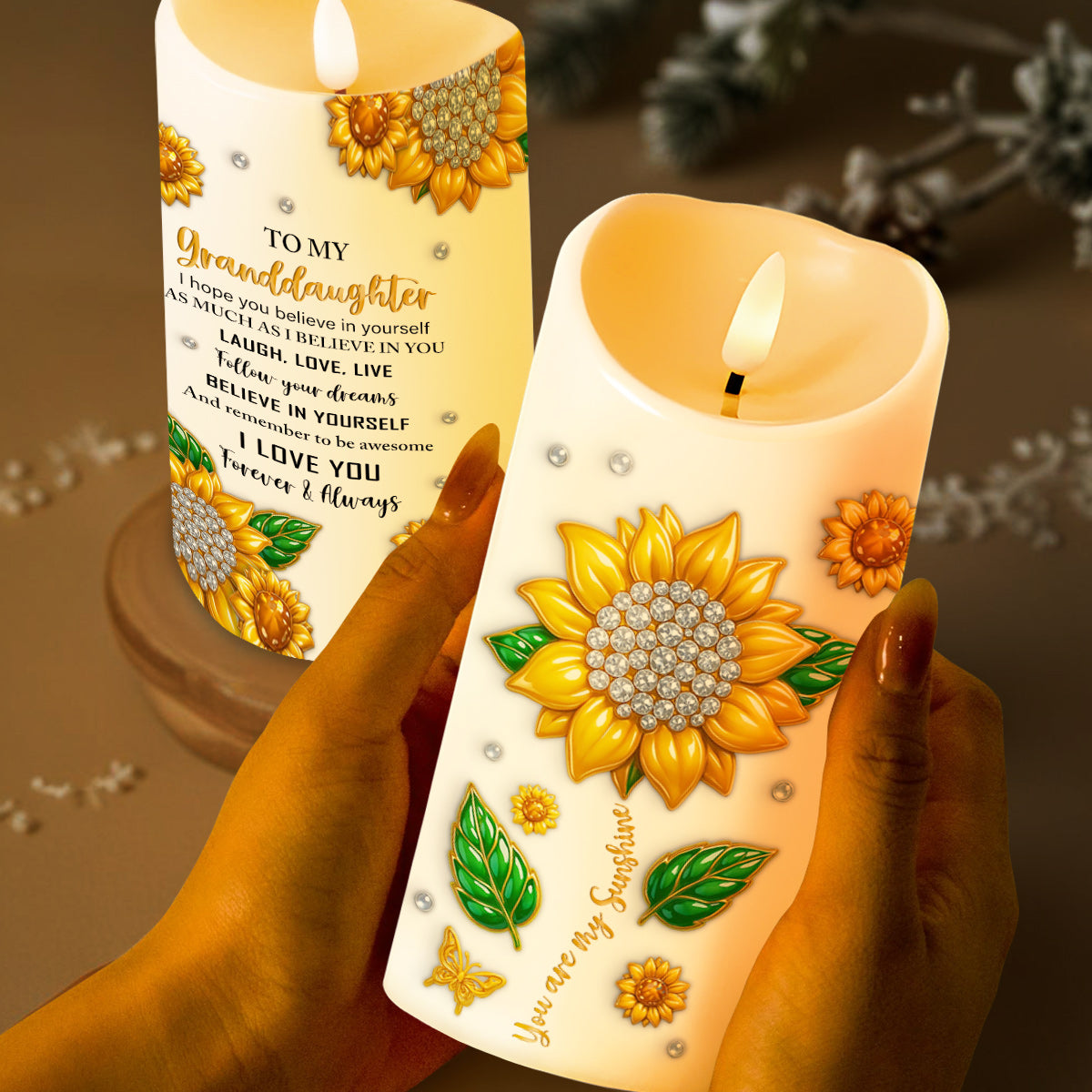 To My Granddaughter Believe In Yourself With Sunflowers