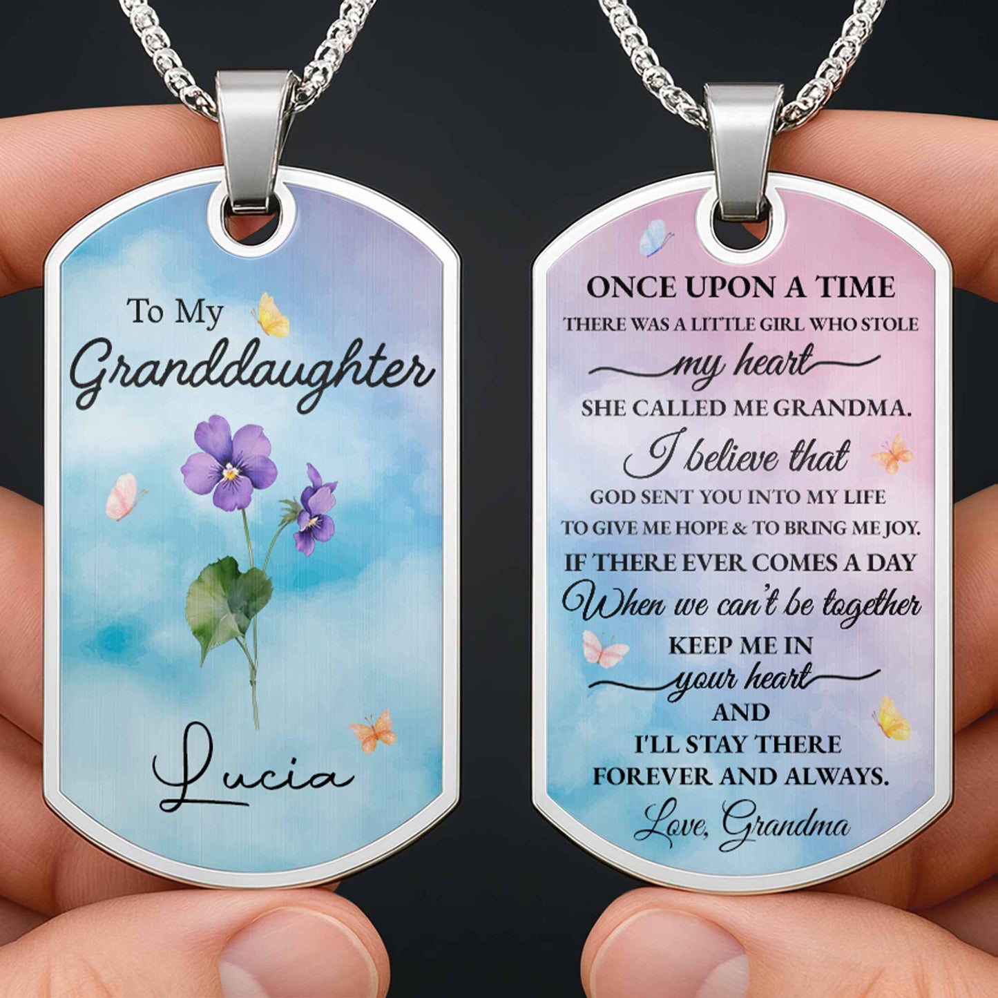 To My Granddaughter With Flowers And Butterflies