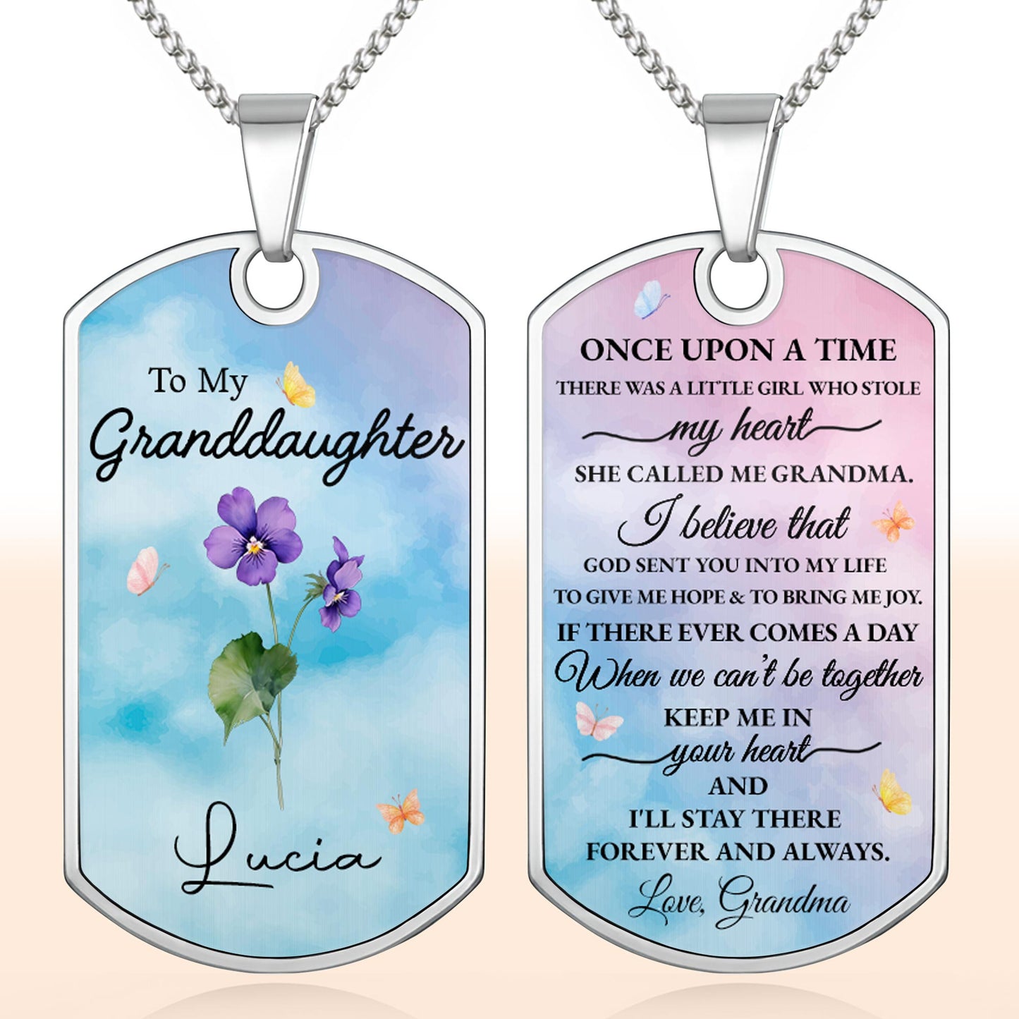 To My Granddaughter With Flowers And Butterflies