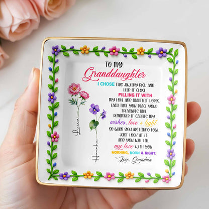 To My Granddaughter, Love & Light Ceramic Square Dish