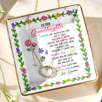 To My Granddaughter, Love & Light Ceramic Square Dish