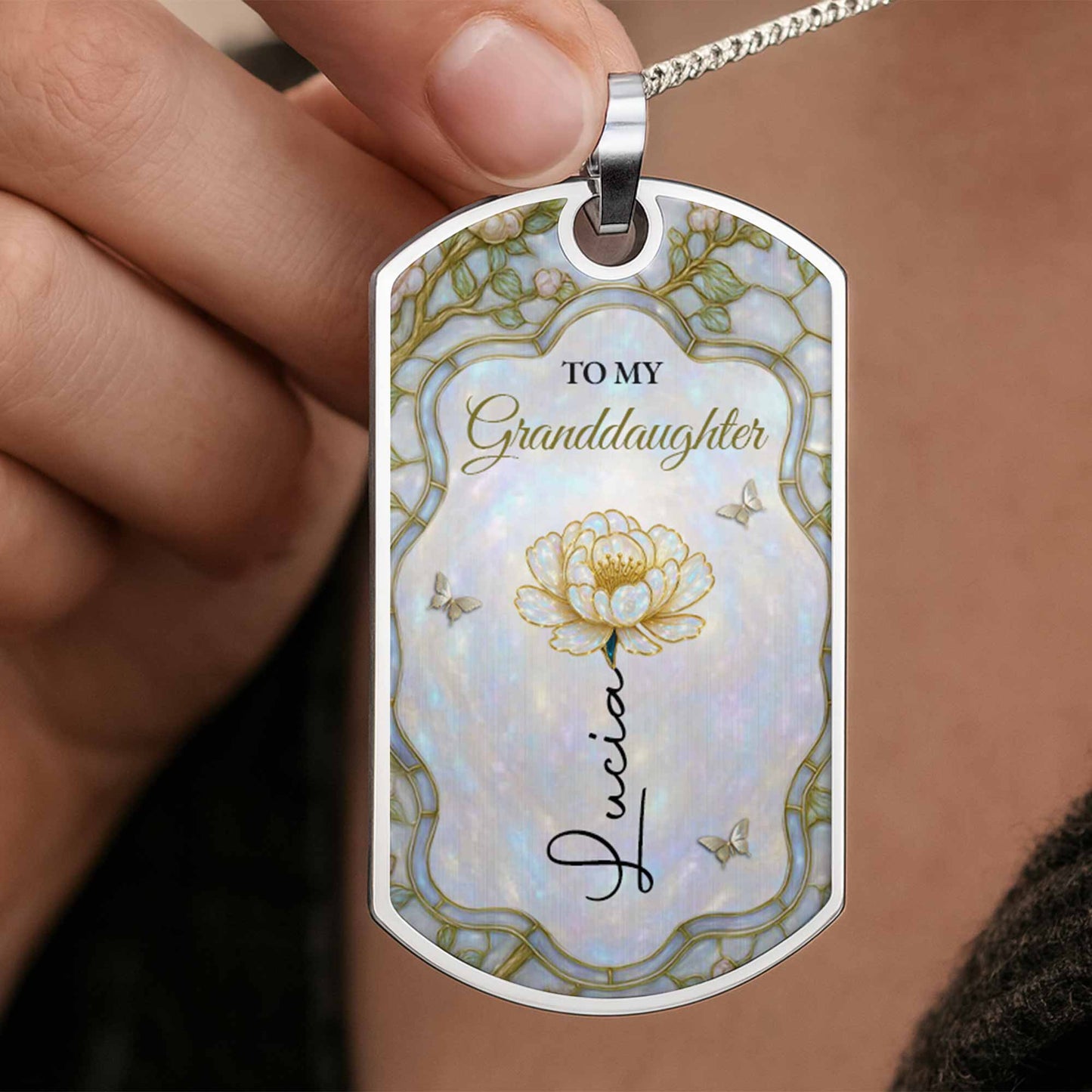 To My Granddaughter, Love And Dreams Necklace With Flower