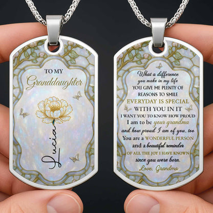 To My Granddaughter, Love And Dreams Necklace With Flower