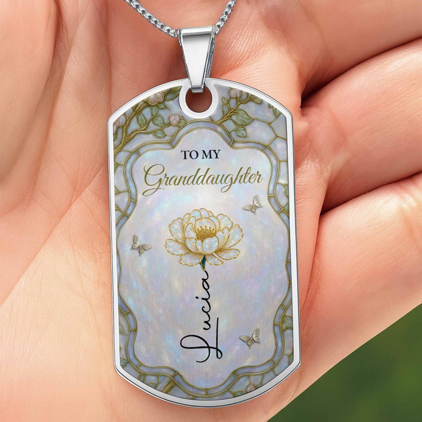 To My Granddaughter, Love And Dreams Necklace With Flower
