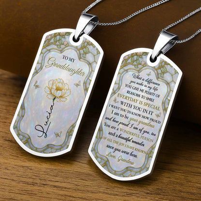 To My Granddaughter, Love And Dreams Necklace With Flower