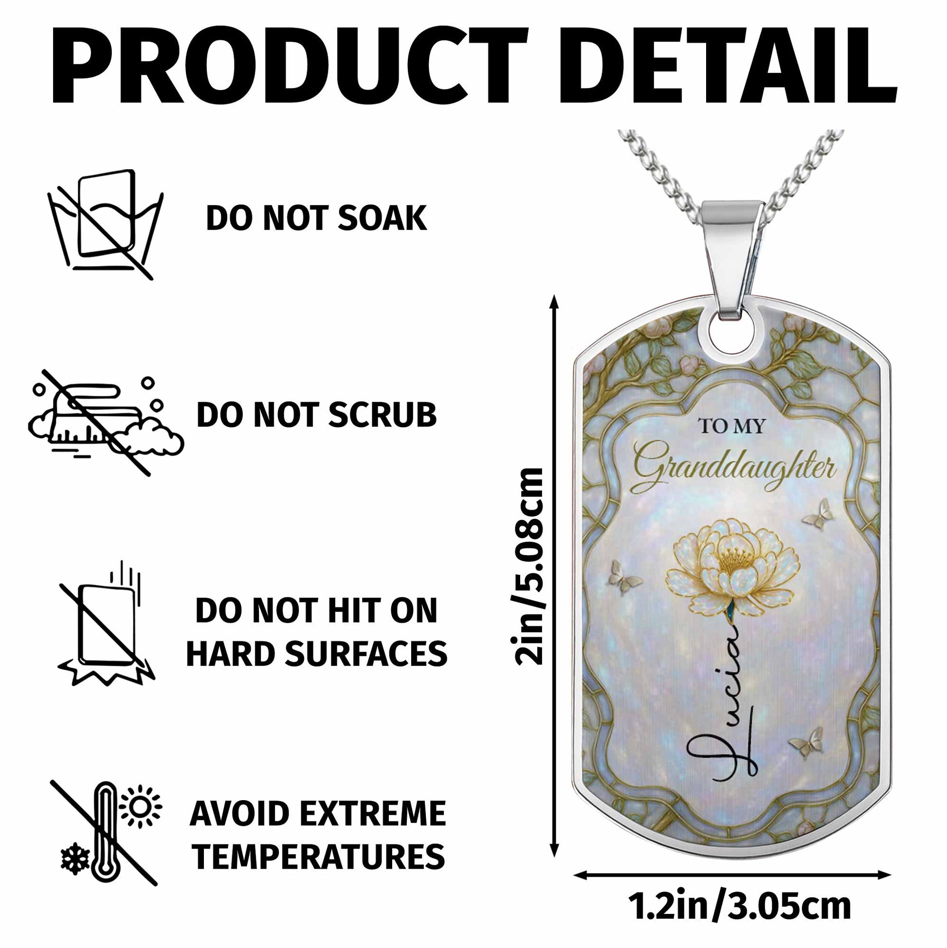 To My Granddaughter, Love And Dreams Necklace With Flower