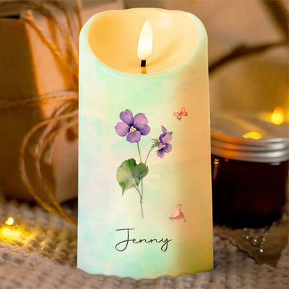 To My Granddaughter, Blessing from Above with Flowers and Butterflies - Personalized Custom LED Candle - GDT401_LECA