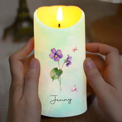 To My Granddaughter, Blessing from Above with Flowers and Butterflies - Personalized Custom LED Candle - GDT401_LECA
