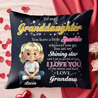 To My Granddaughter, Sparkle and Stars - Personalized Custom Pillow, Insert Included - GDT401_PLW