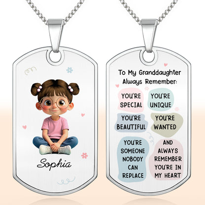 Customizable Name & Image Necklace Featuring Cute Childlike Character