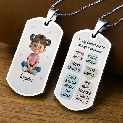 Customizable Name & Image Necklace Featuring Cute Childlike Character