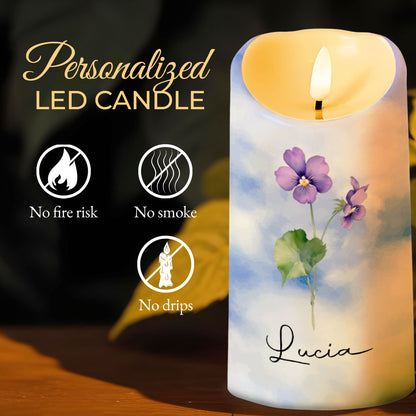 To My Granddaughter, Love You Forever, Flowers And Butterflies - Personalized Custom LED Candle - GDT402_LECA