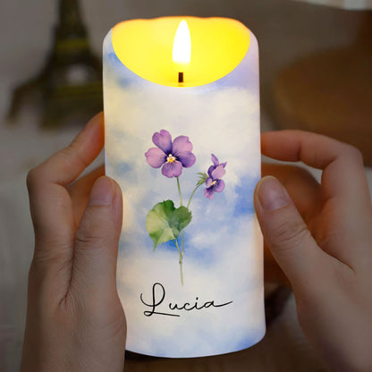 To My Granddaughter, Love You Forever, Flowers And Butterflies - Personalized Custom LED Candle - GDT402_LECA