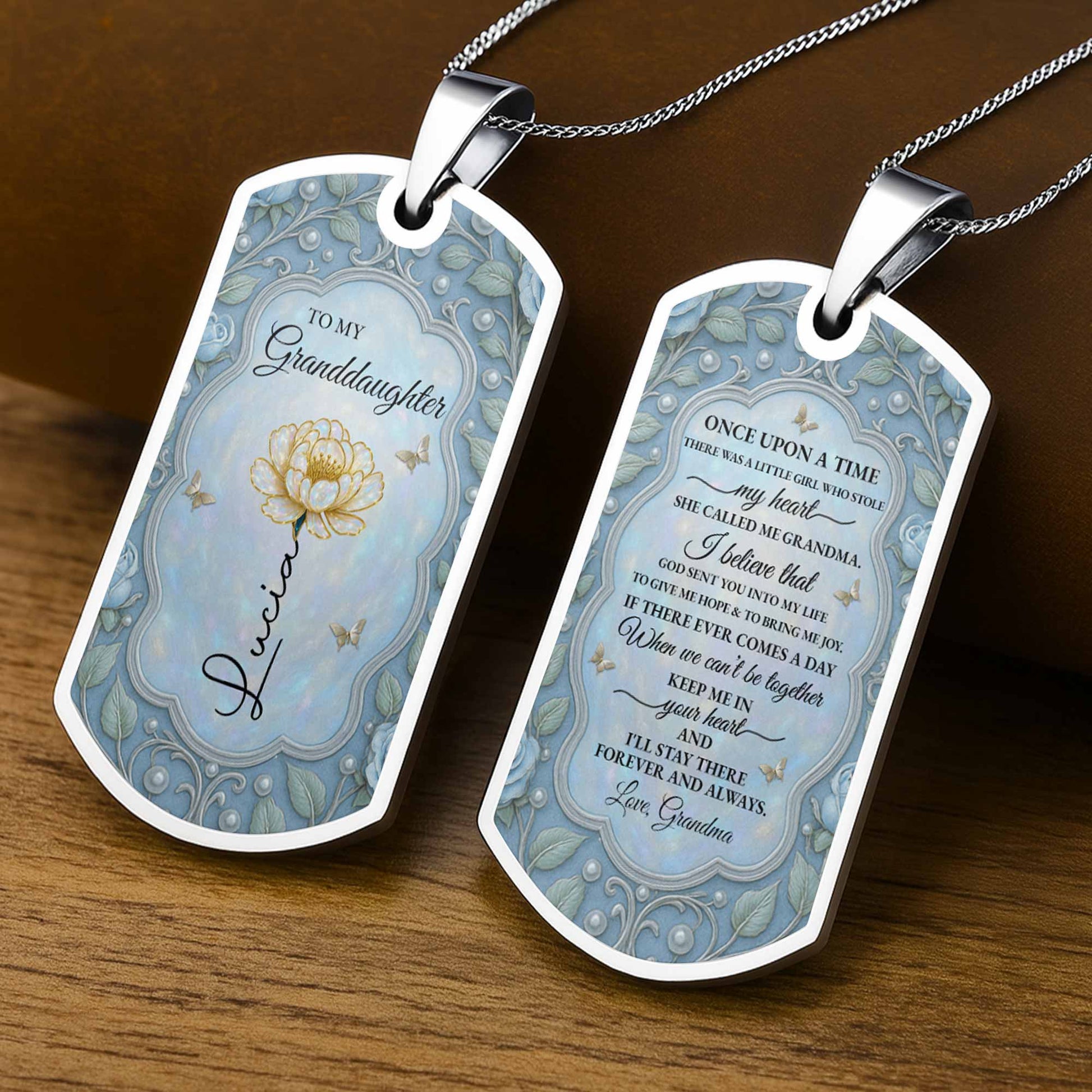To My Granddaughter, A Reminder Of Love, Flower And Butterflies Tag