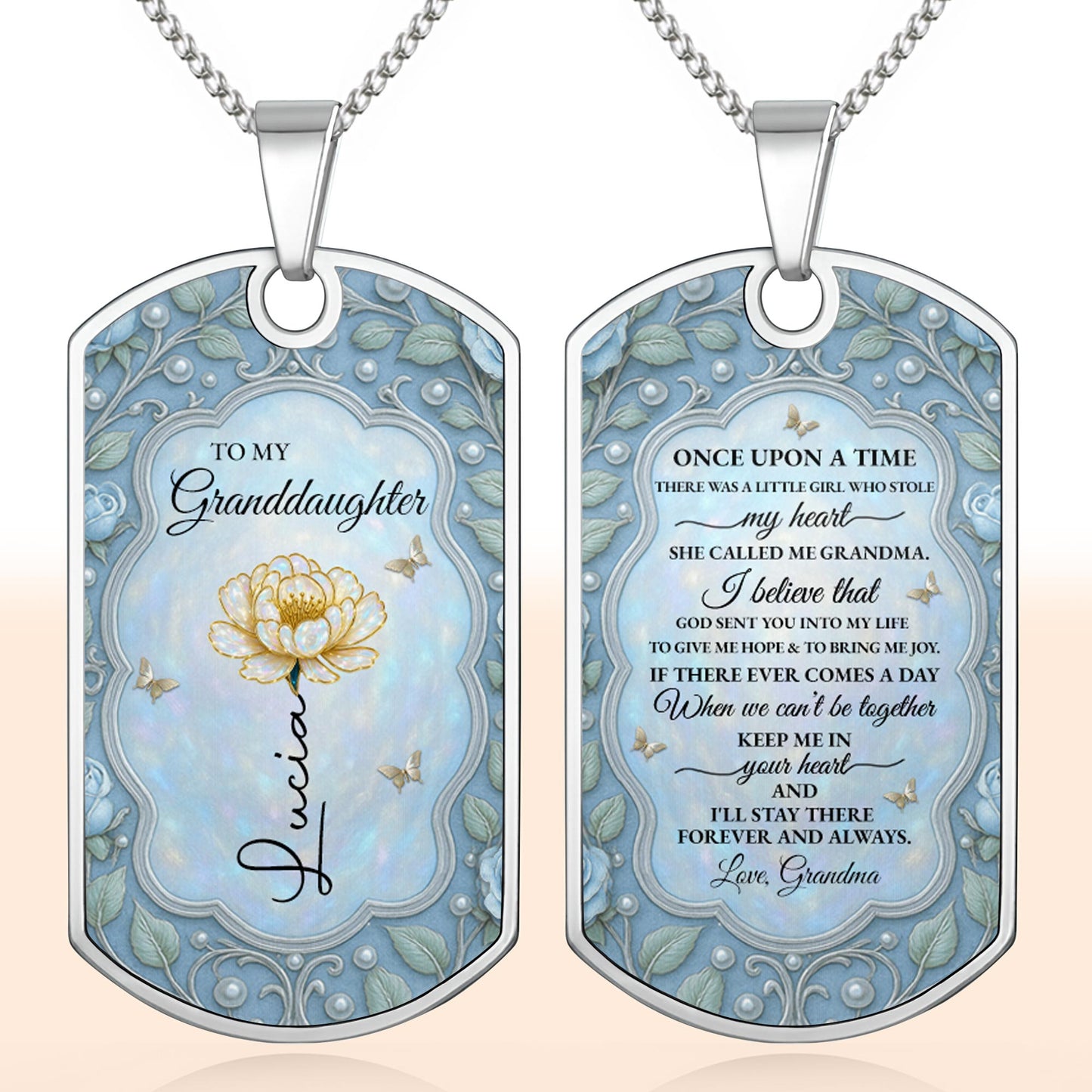 To My Granddaughter, A Reminder Of Love, Flower And Butterflies Tag