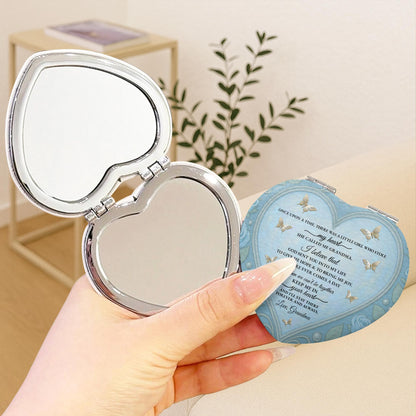 To My Granddaughter Daisy And Butterflies Heartfelt Message - Custom Heart Compact Mirror - GDT403_HCOM