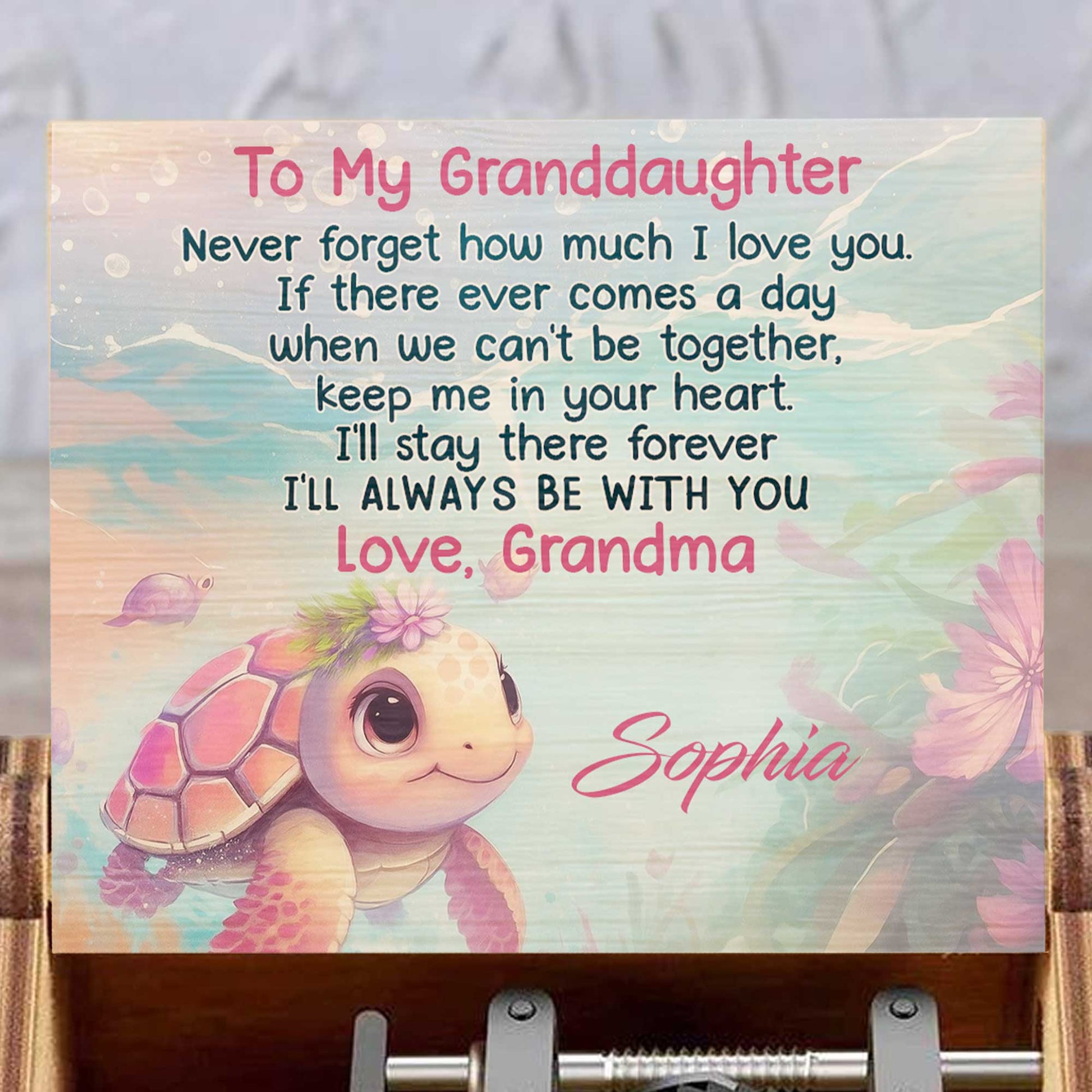 To My Granddaughter, Love From Grandma, Turtle And Flowers