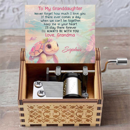 To My Granddaughter, Love From Grandma, Turtle And Flowers