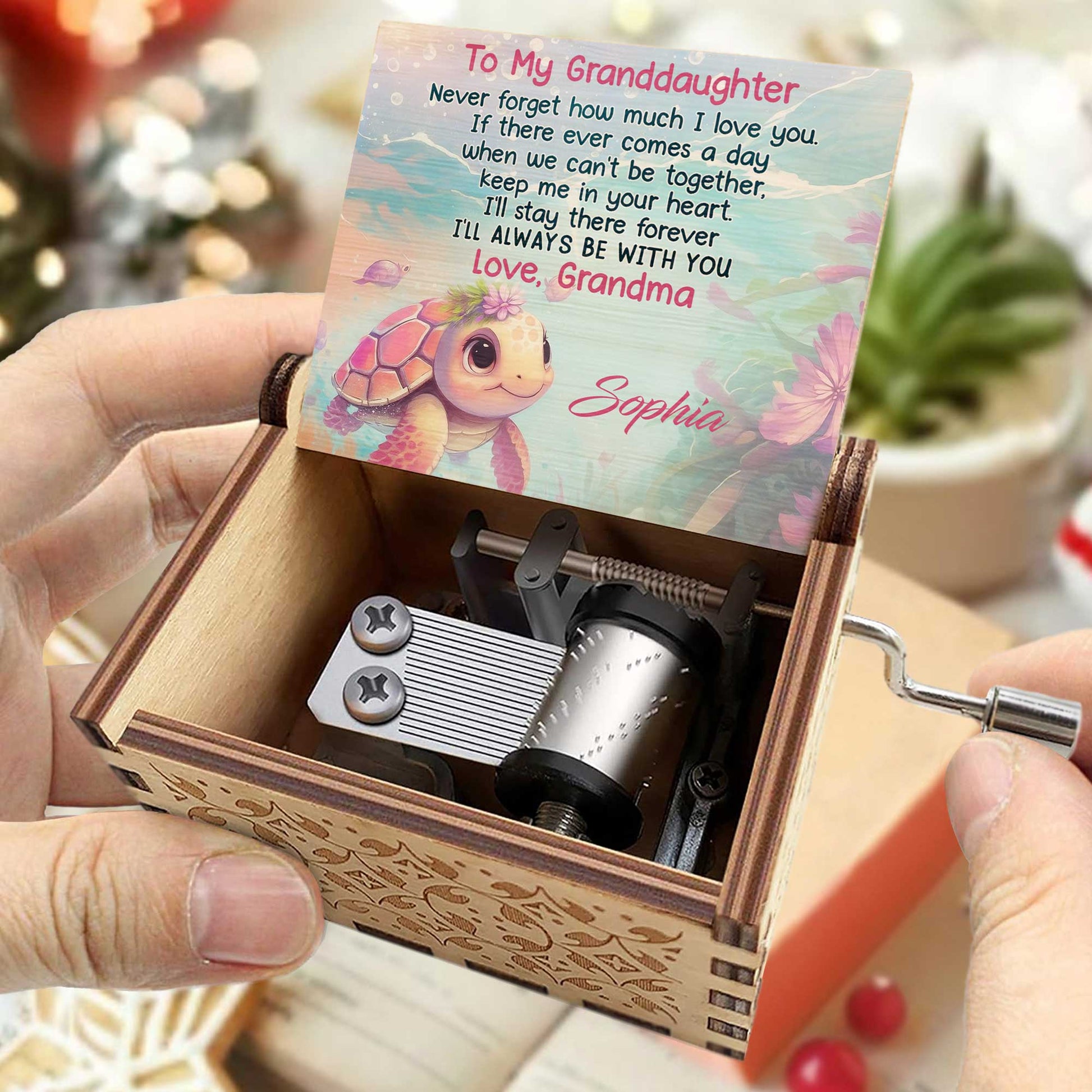 To My Granddaughter, Love From Grandma, Turtle And Flowers