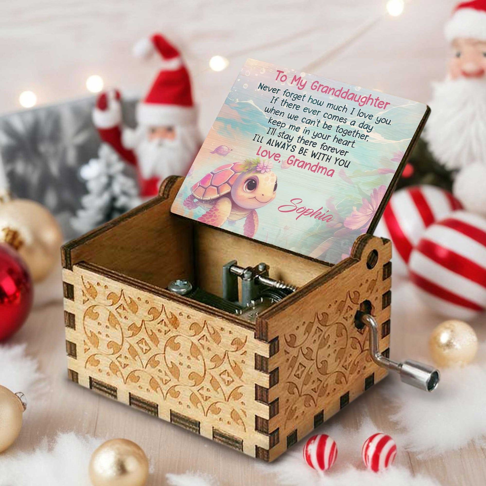 To My Granddaughter, Love From Grandma, Turtle And Flowers