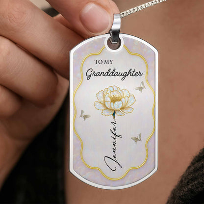 To My Granddaughter Flower And Butterflies Necklace