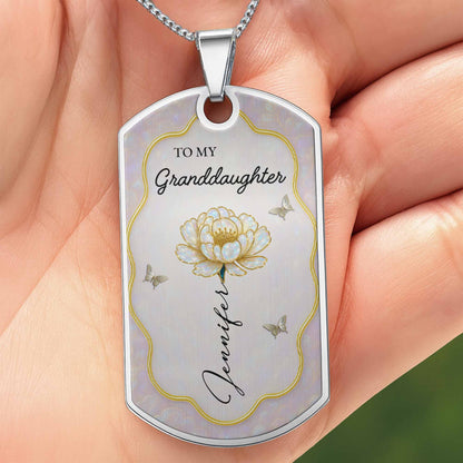To My Granddaughter Flower And Butterflies Necklace