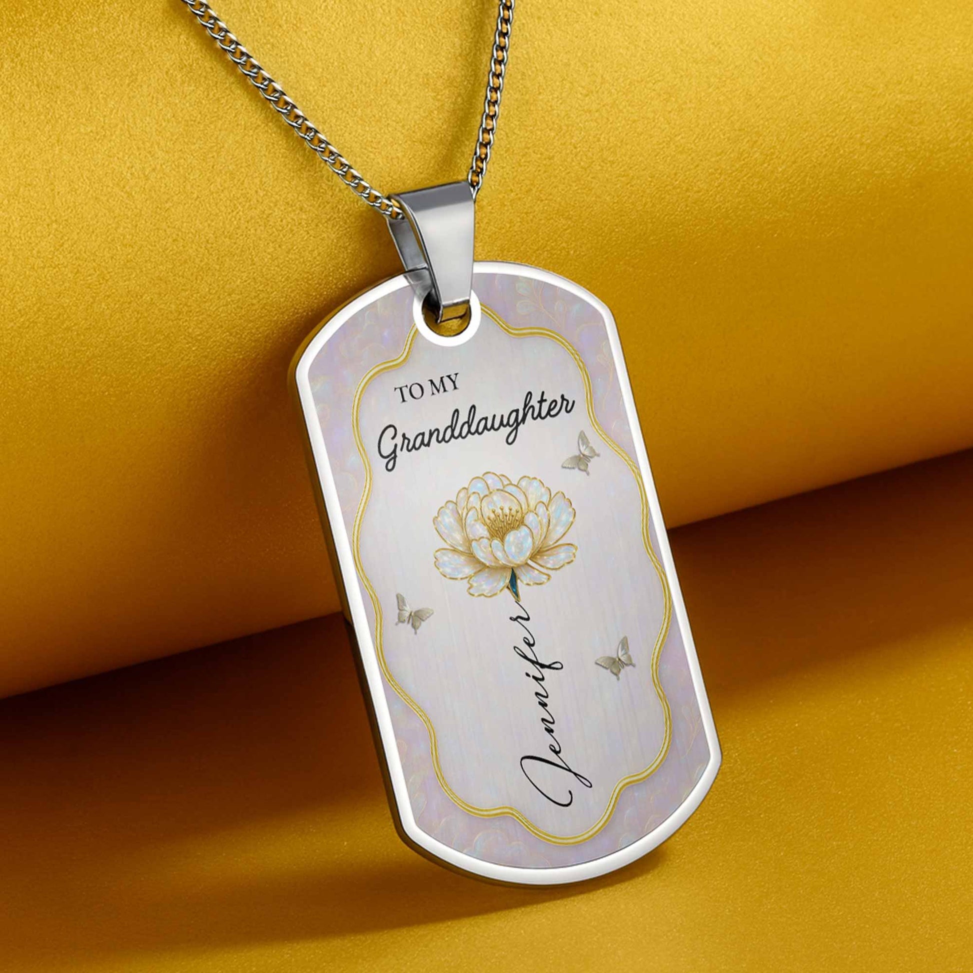 To My Granddaughter Flower And Butterflies Necklace