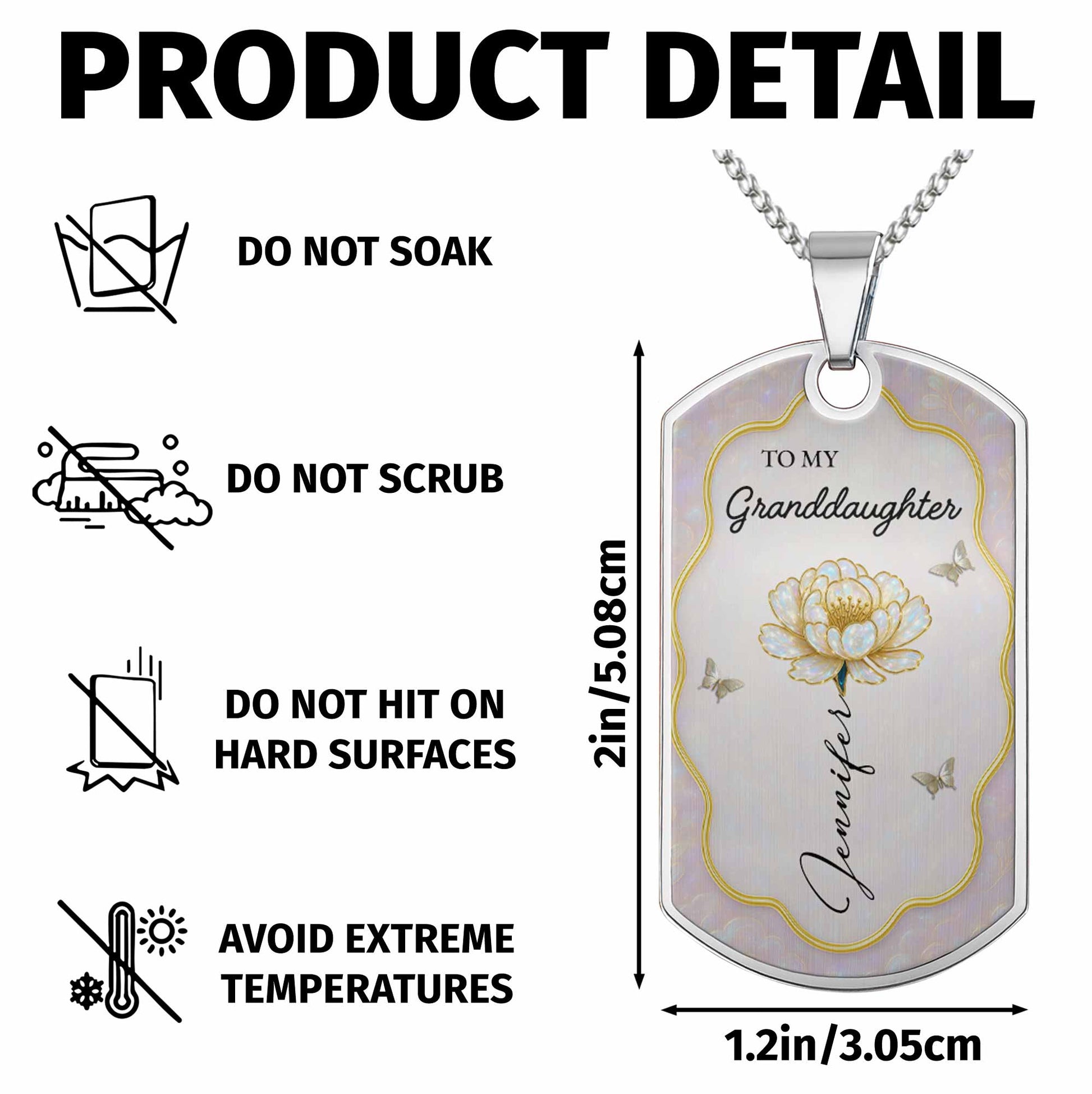 To My Granddaughter Flower And Butterflies Necklace