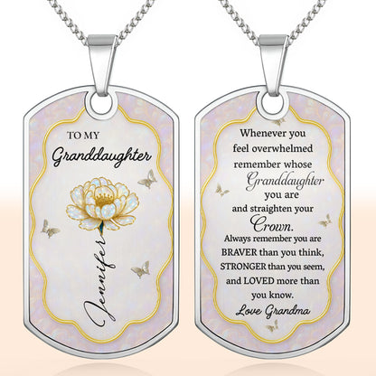 To My Granddaughter Flower And Butterflies Necklace
