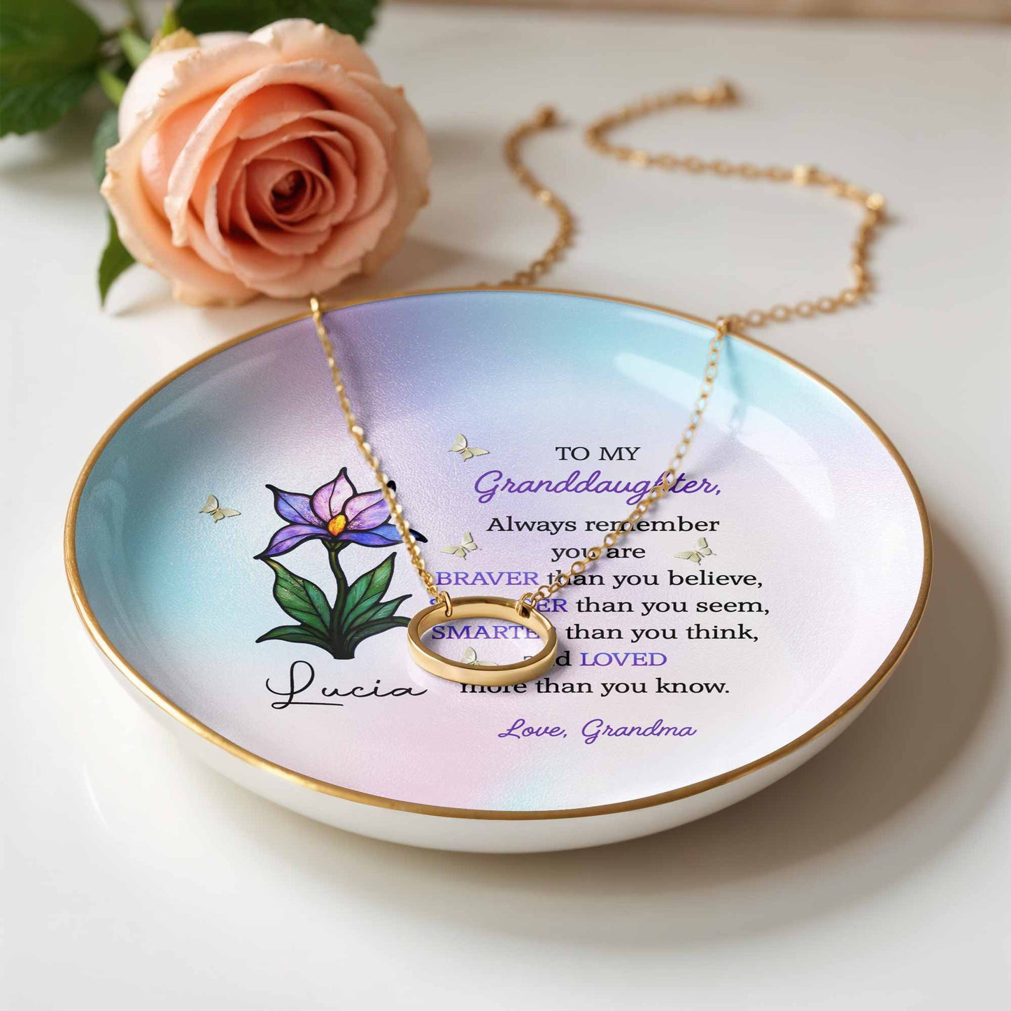 To My Granddaughter, Always Remember You Are Braver, Flower And Butterfly