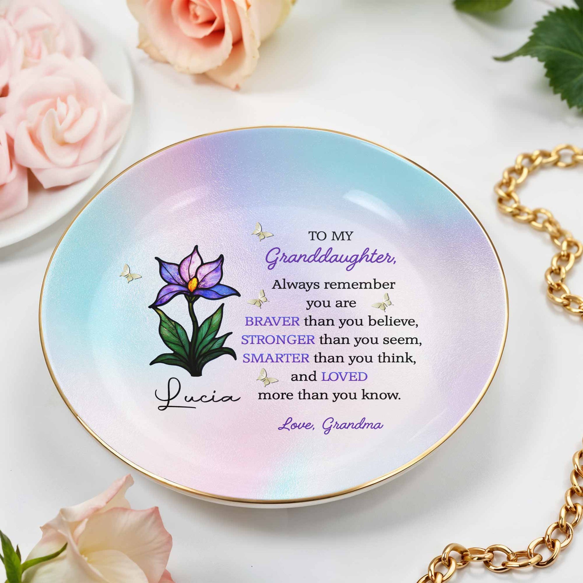 To My Granddaughter, Always Remember You Are Braver, Flower And Butterfly