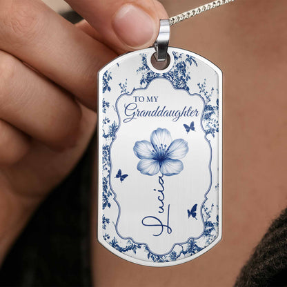 To My Granddaughter, Flowers And Butterflies Necklace