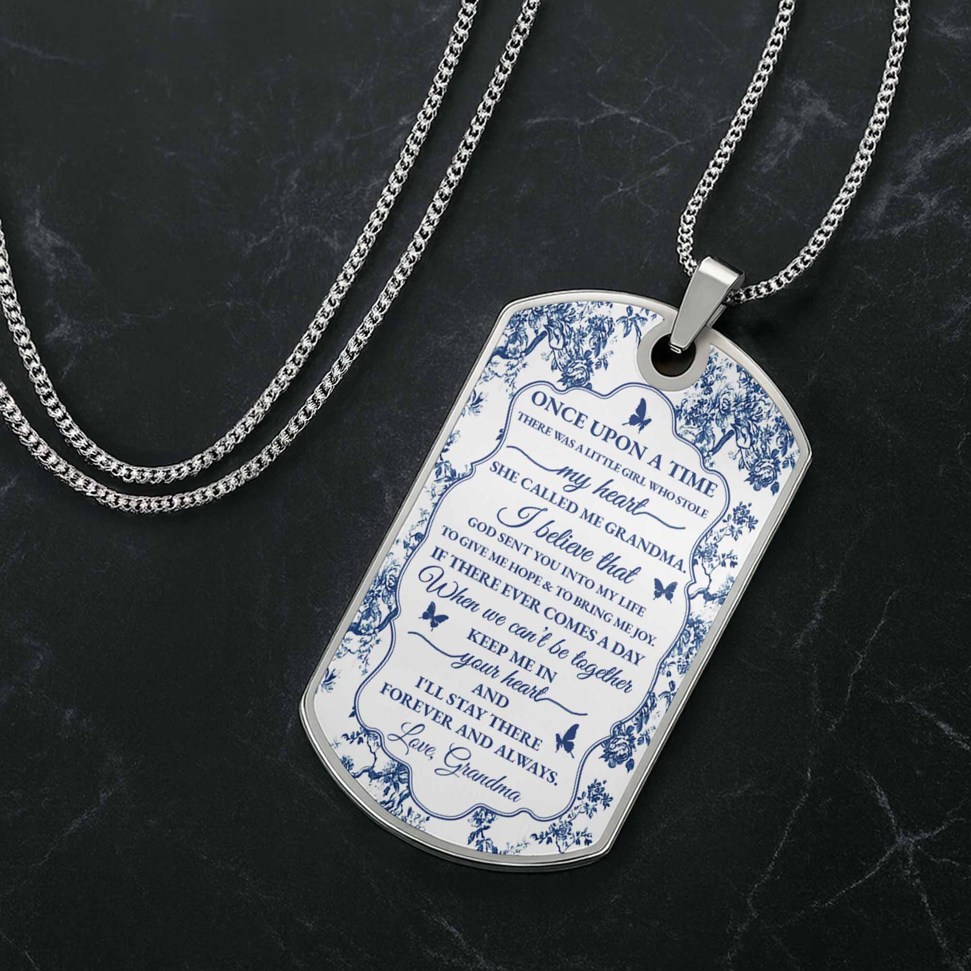 To My Granddaughter, Flowers And Butterflies Necklace