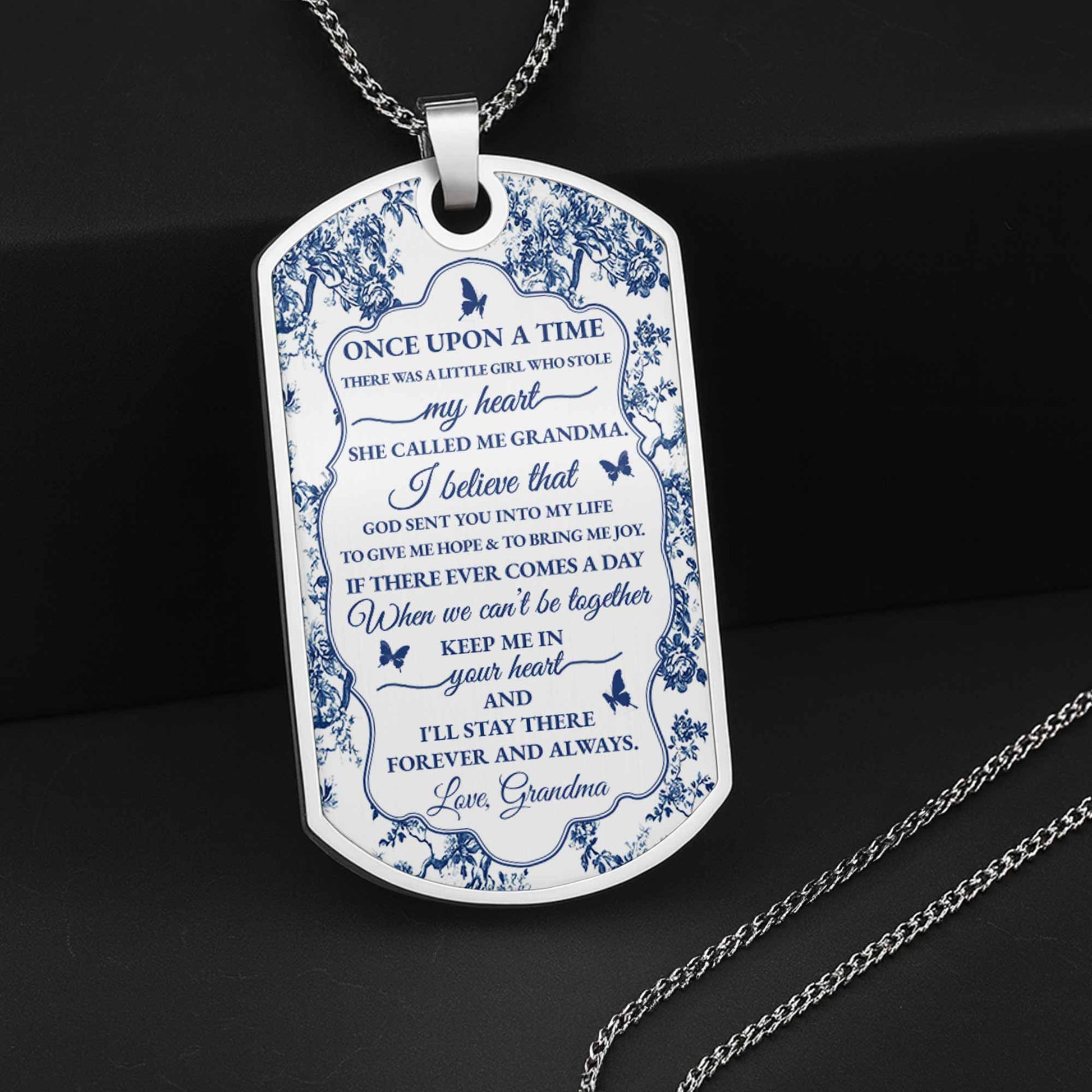 To My Granddaughter, Flowers And Butterflies Necklace