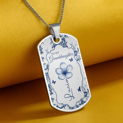 To My Granddaughter, Flowers And Butterflies Necklace
