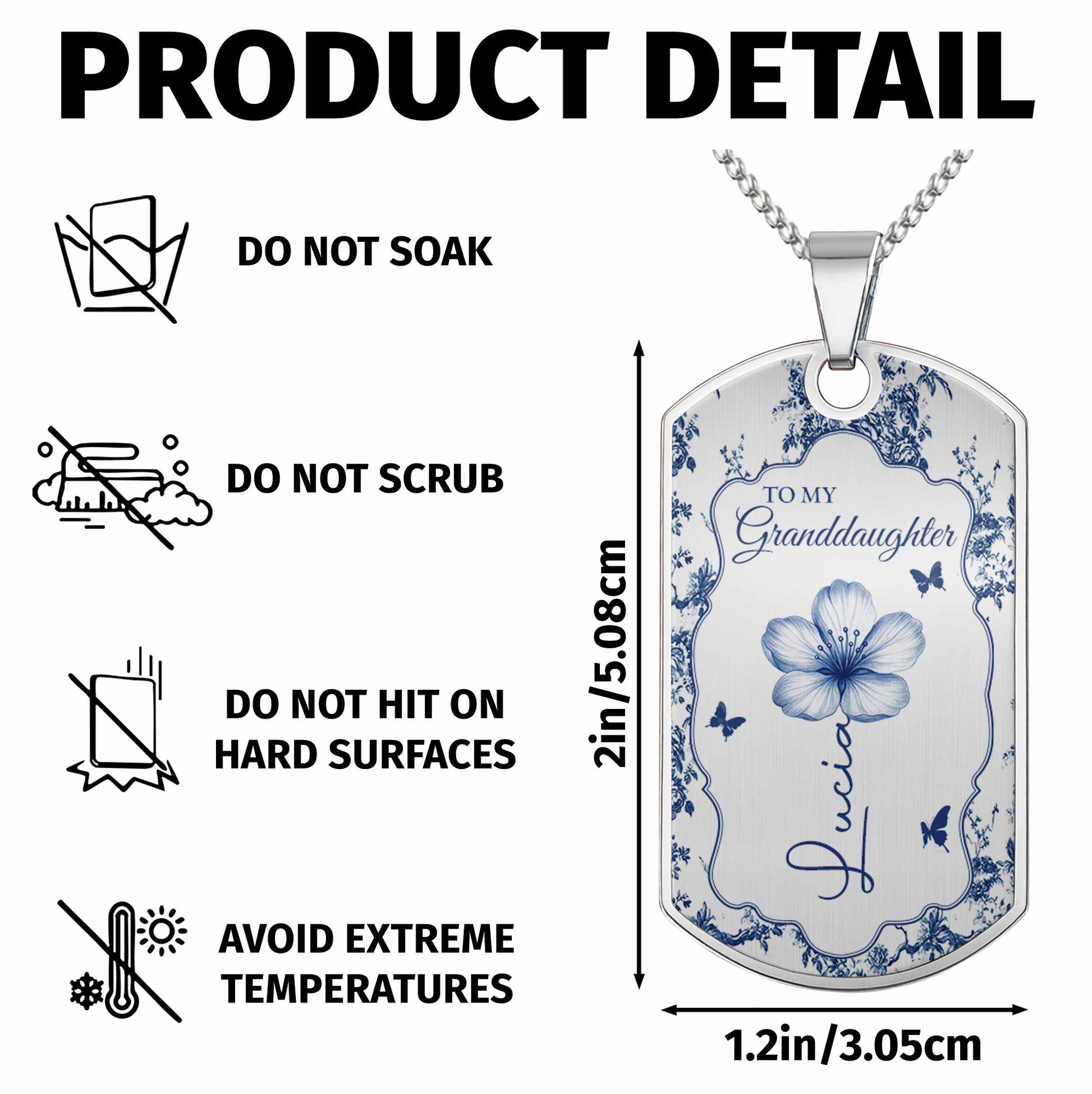 To My Granddaughter, Flowers And Butterflies Necklace