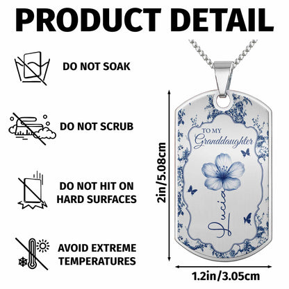 To My Granddaughter, Flowers And Butterflies Necklace