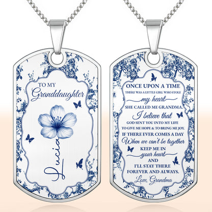 To My Granddaughter, Flowers And Butterflies Necklace