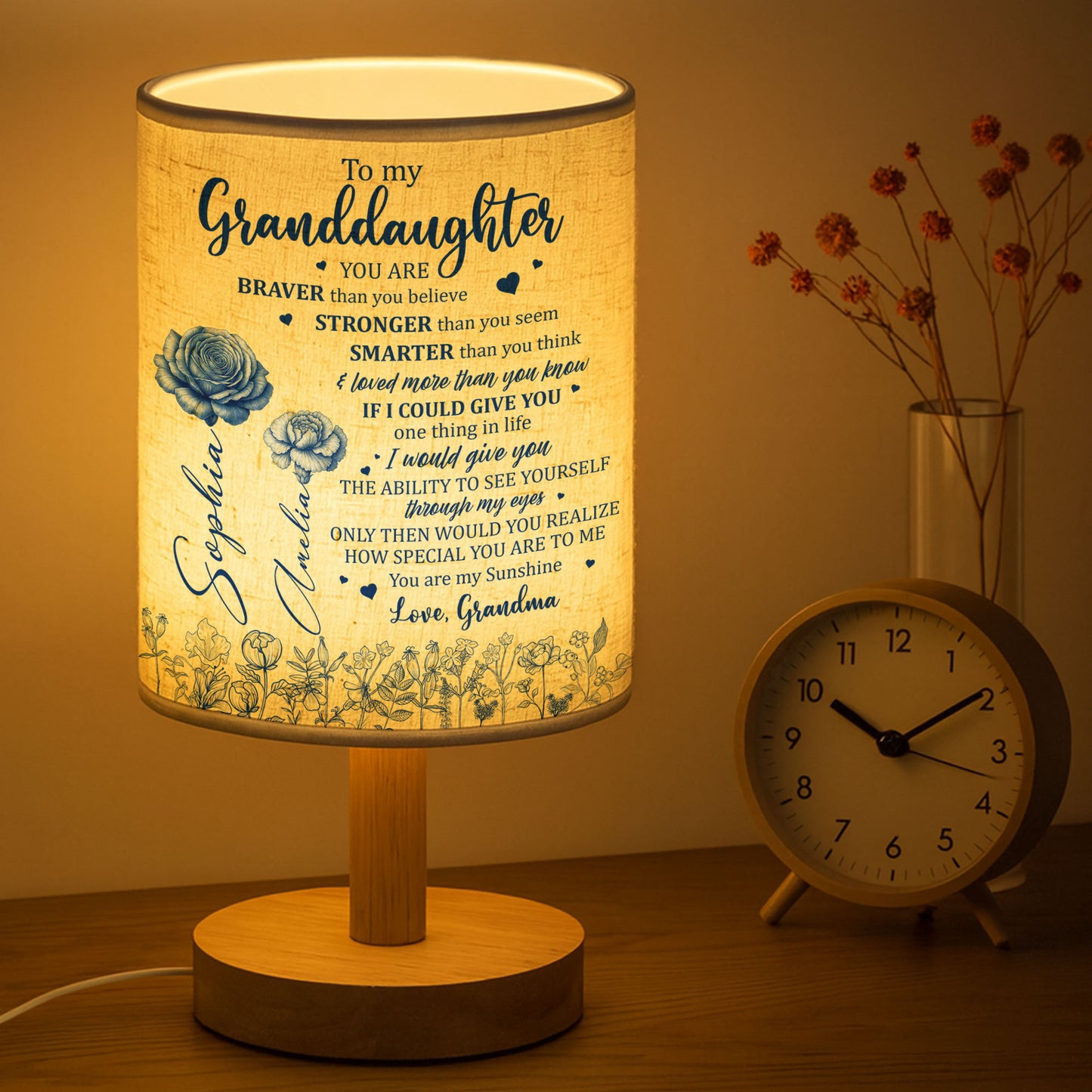 To My Granddaughter, You Are Braver Than You Believe, Love From Grandma - Personalized Custom Fabric Lamp - GDT407_FLAMP