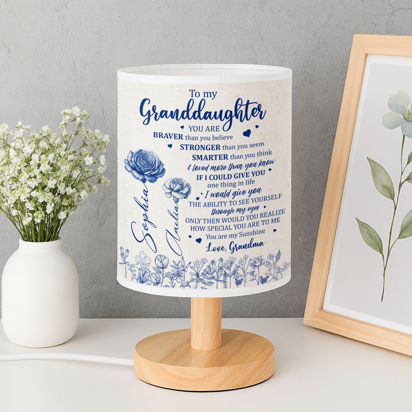 To My Granddaughter, You Are Braver Than You Believe, Love From Grandma - Personalized Custom Fabric Lamp - GDT407_FLAMP