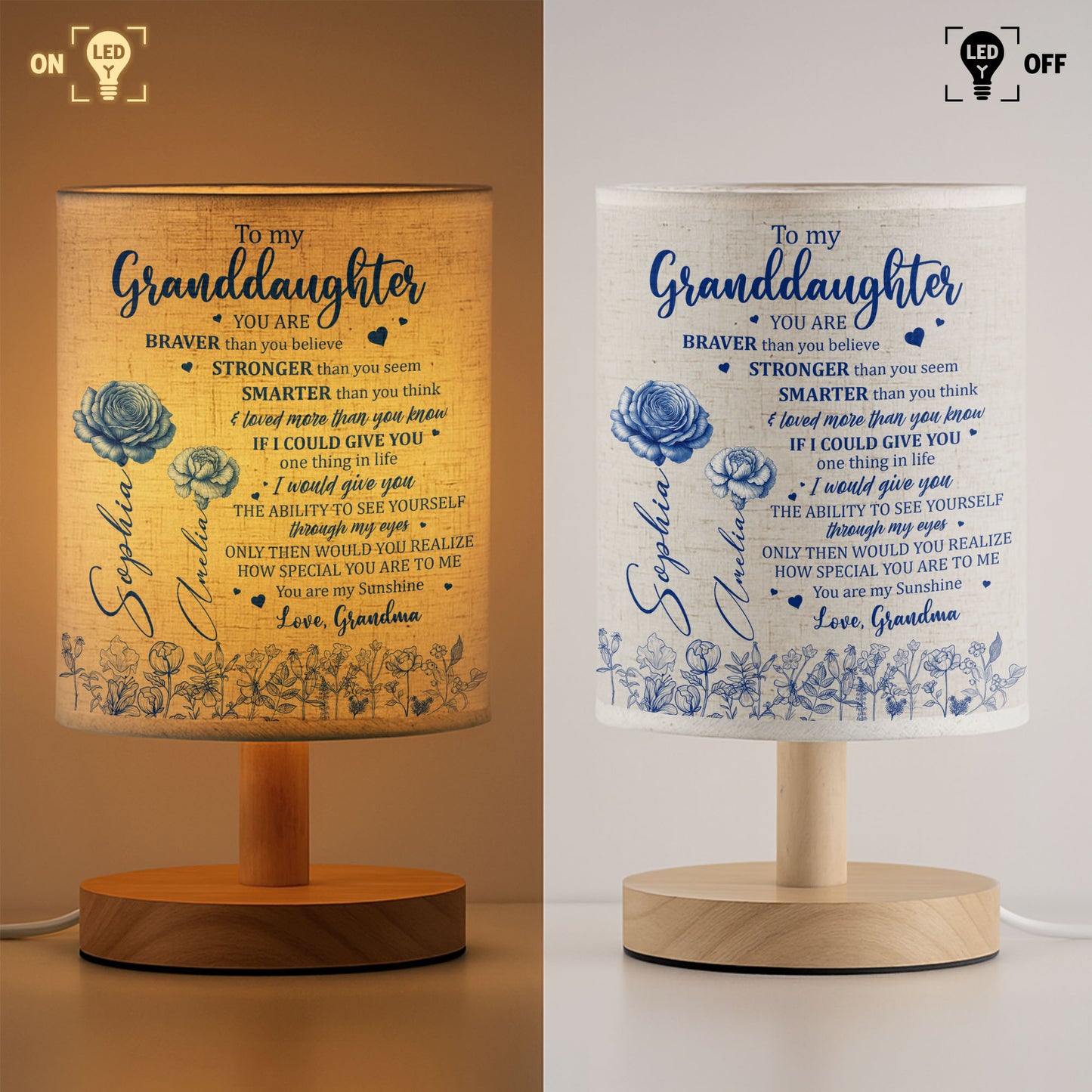 To My Granddaughter, You Are Braver Than You Believe, Love From Grandma - Personalized Custom Fabric Lamp - GDT407_FLAMP