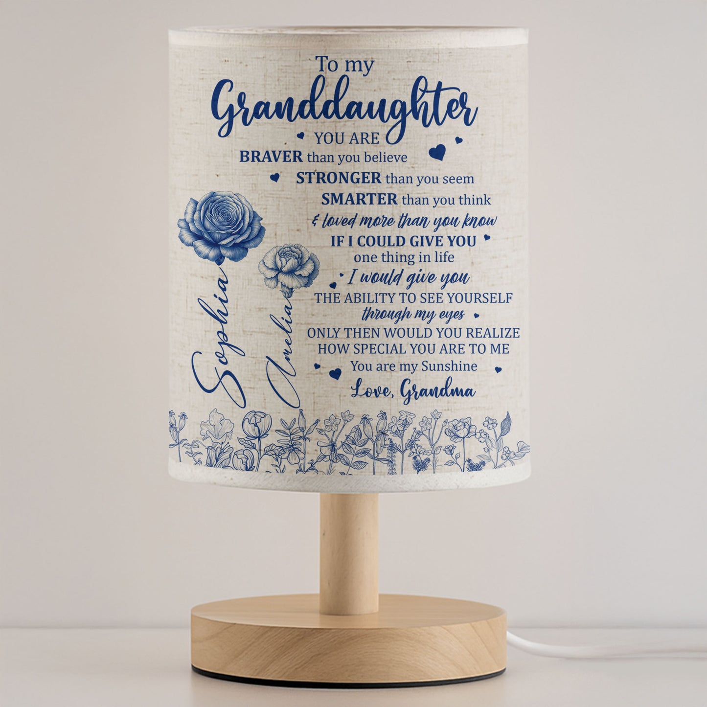 To My Granddaughter, You Are Braver Than You Believe, Love From Grandma - Personalized Custom Fabric Lamp - GDT407_FLAMP