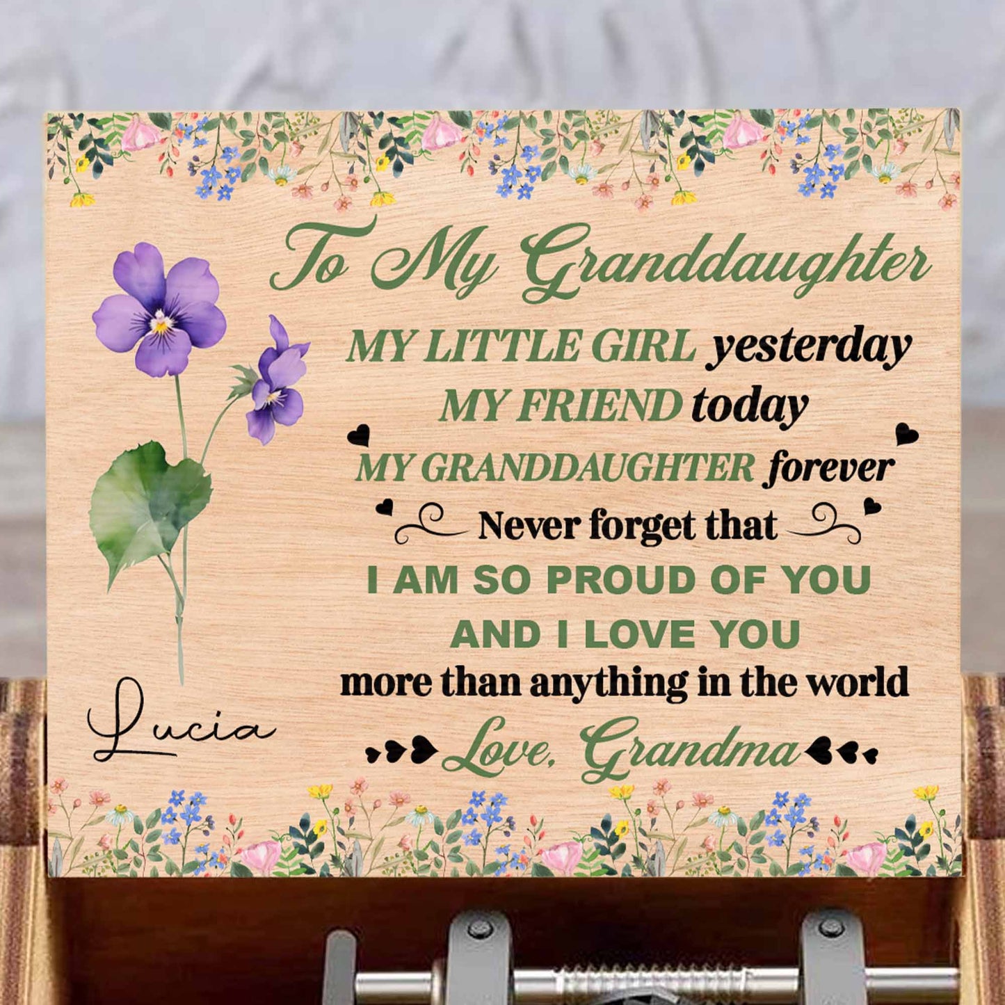 To My Granddaughter, Love Grandma, Flowers and Hearts
