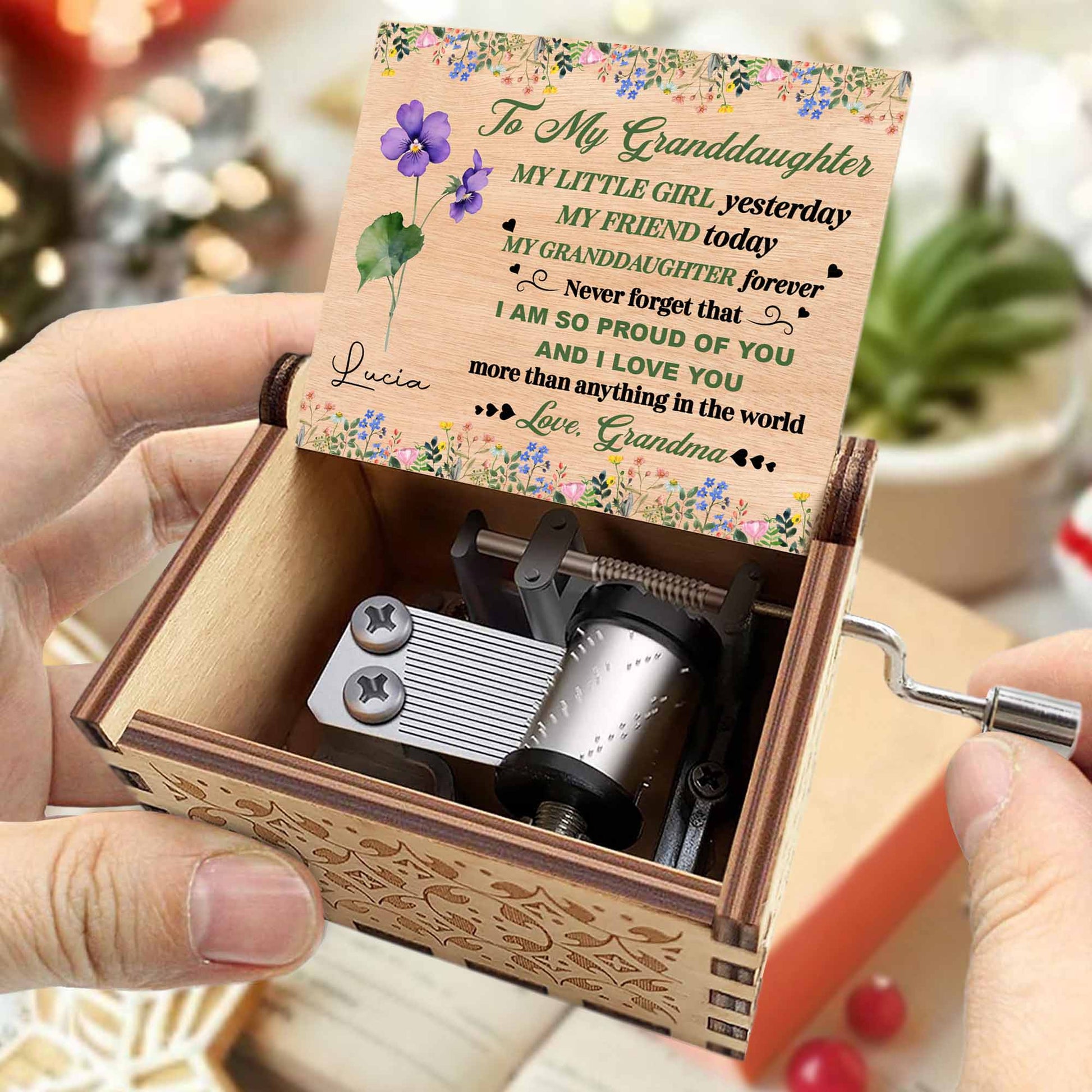 To My Granddaughter, Love Grandma, Flowers and Hearts