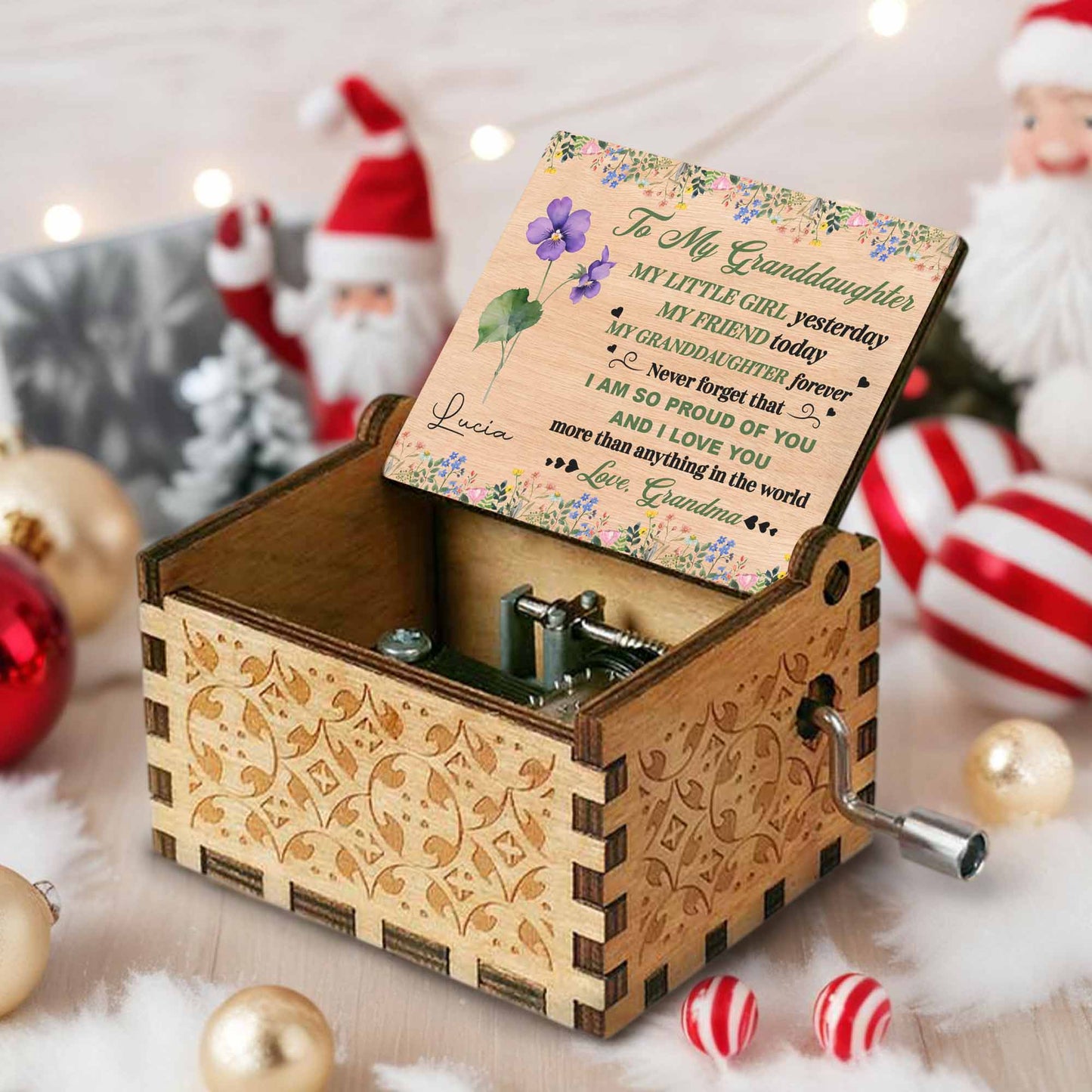 To My Granddaughter, Love Grandma, Flowers and Hearts