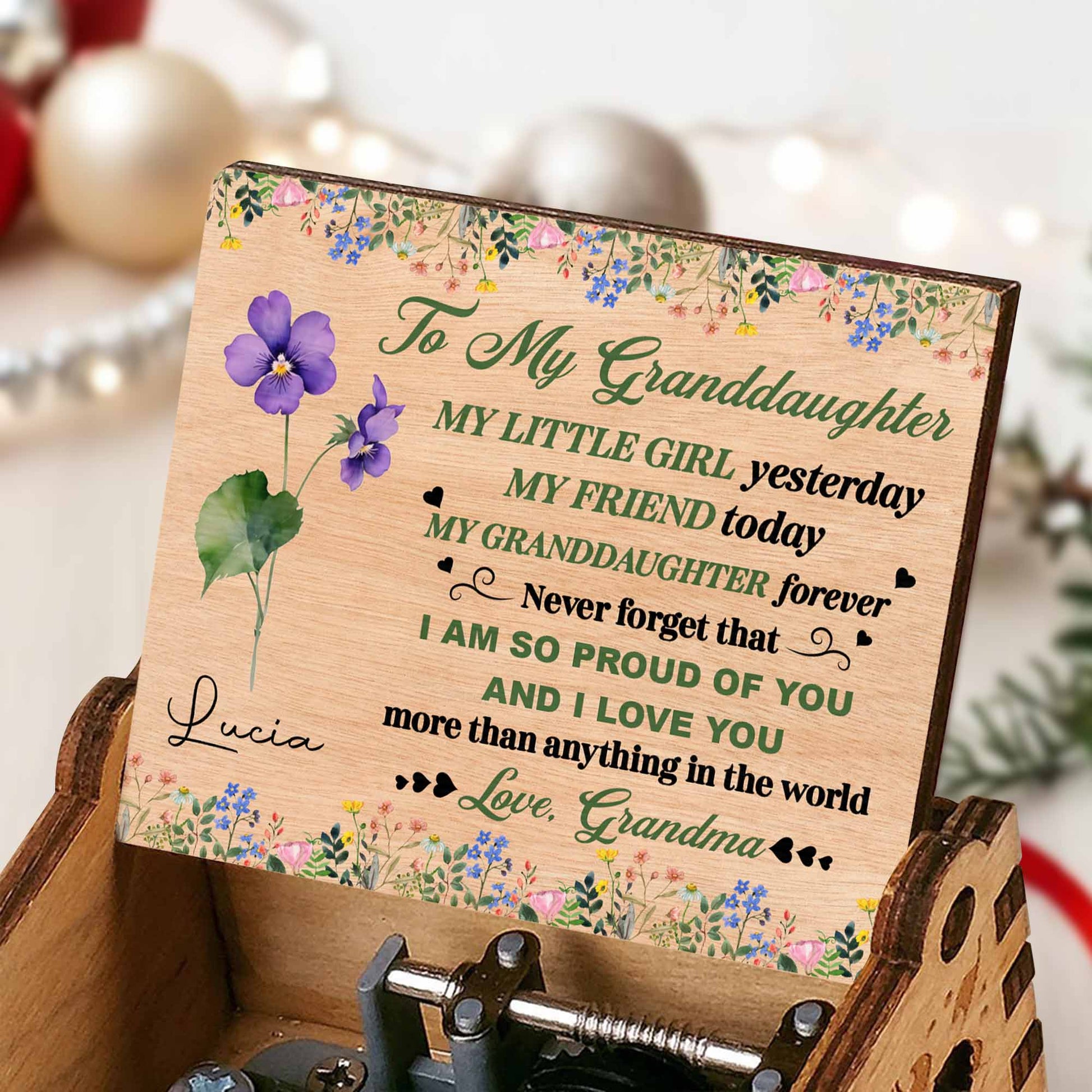 To My Granddaughter, Love Grandma, Flowers and Hearts