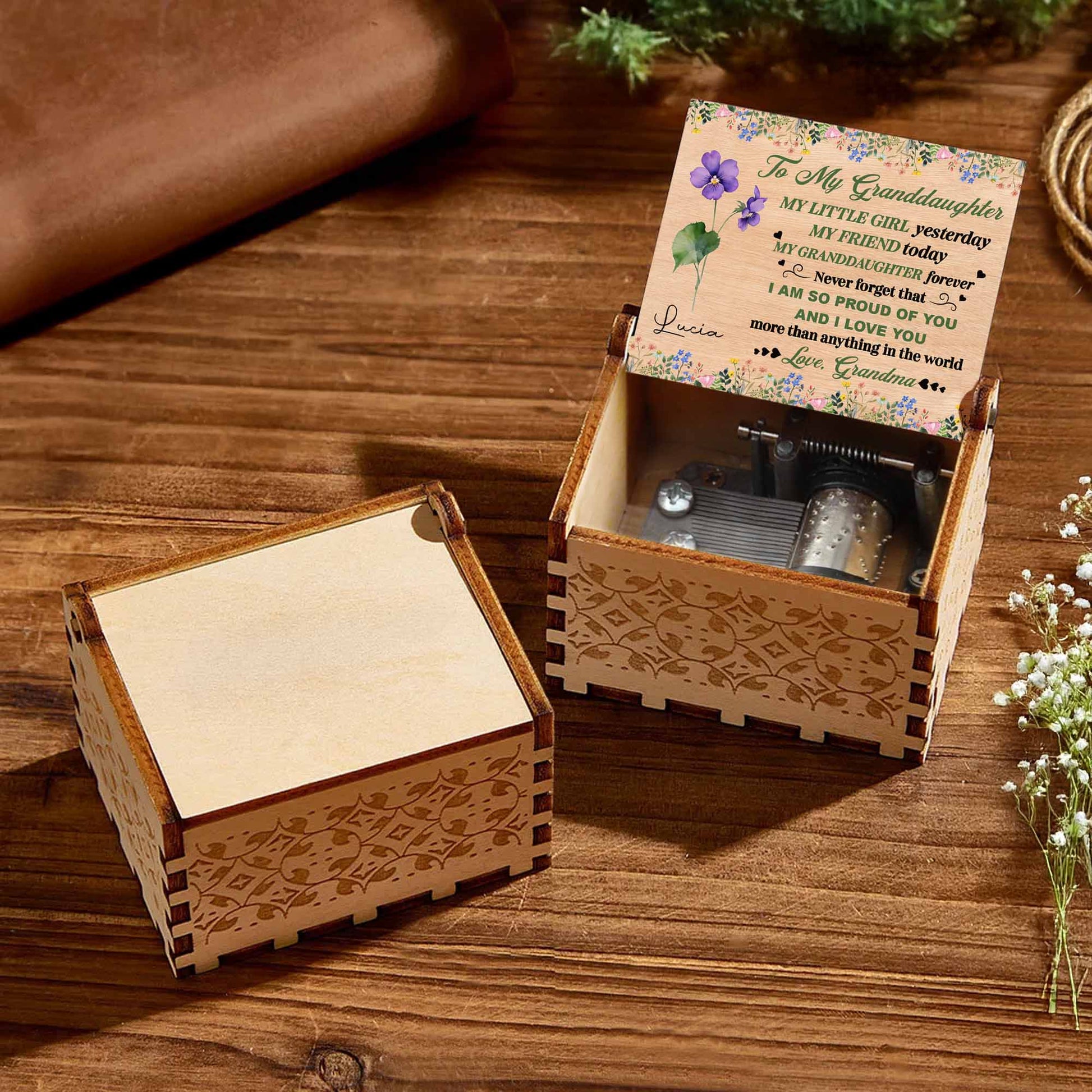 To My Granddaughter, Love Grandma, Flowers and Hearts