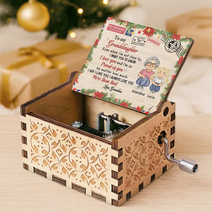 To My Granddaughter, Love Grandma, Grandmother And Granddaughter - Custom Music Box With "We Wish You A Merry Christmas" Tune - GDT409_MZX